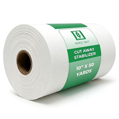 H.B.I. Cut Away Stabilizer for Machine Embroidery 2.5 oz Embroidery Stabilizer Backing Cutaway Stabilizer for Embroidery Machines Interfacing Fabric for Sewing 10 x 50 Yards