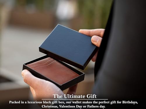 Image of Contacts Credit Card Wallet - RFID Blocking, Minimalist Mini Bifold for Men | Holds up to 11 Cards Including 1 ID Window and 1 Bill Compartment (Tan)