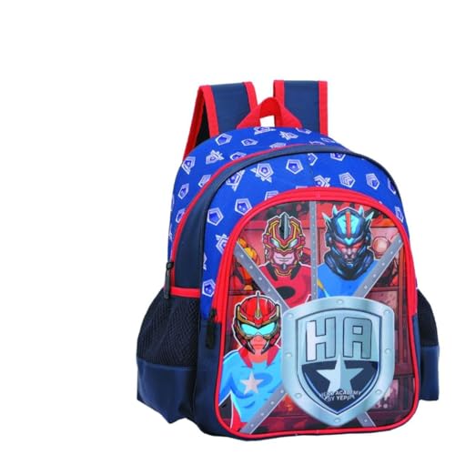 Mochila Escolar Masculina Infantil 13 Polegadas – Estampa Heróis Azul com Bolsos Laterais
