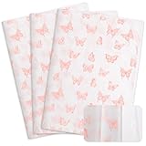 MR FIVE 60 Sheets White with Metallic Pink Butterfly Tissue Paper Bulk,20