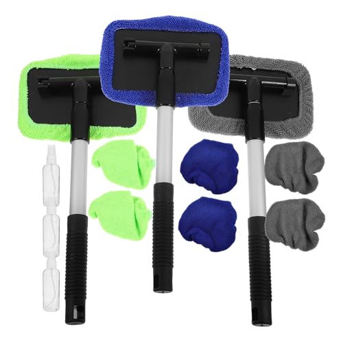 Kit de nettoyage voiture extérieur avec raclette vitres et brosse télescopique en aluminium