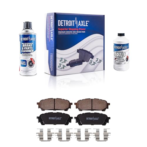 Image of Detroit Axle - Rear Brake Pads for Subaru Forester Impreza Saab 9-2X Ceramic Brake Pads w /Hardware 2004 2005 2006 2007 Replacement