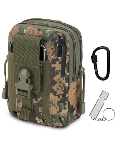 Elemento Esencial para Aventuras al Aire Libre Bolsa táctica para Hombres con cinto, versión Mejorada en Nylon Impermeable, con mosquetón y Silbato de Supervivencia, diseño con múltiples Bolsillos