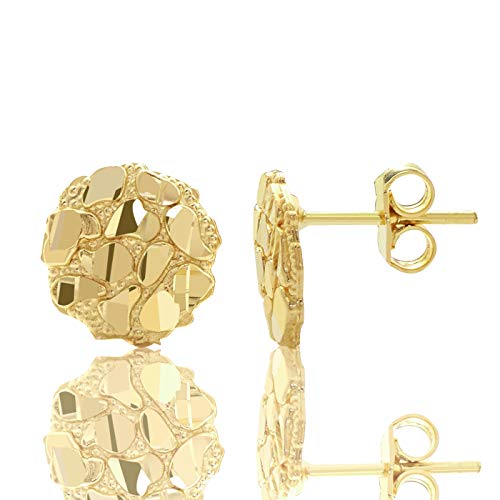 10k Yellow Gold Round Nugget Stud Earrings (.40