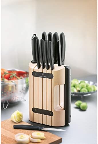 Victorinox Swiss Classic Cutlery, 11 Pieces Block Knife Set, Set of 11, Black, 6.7153.11