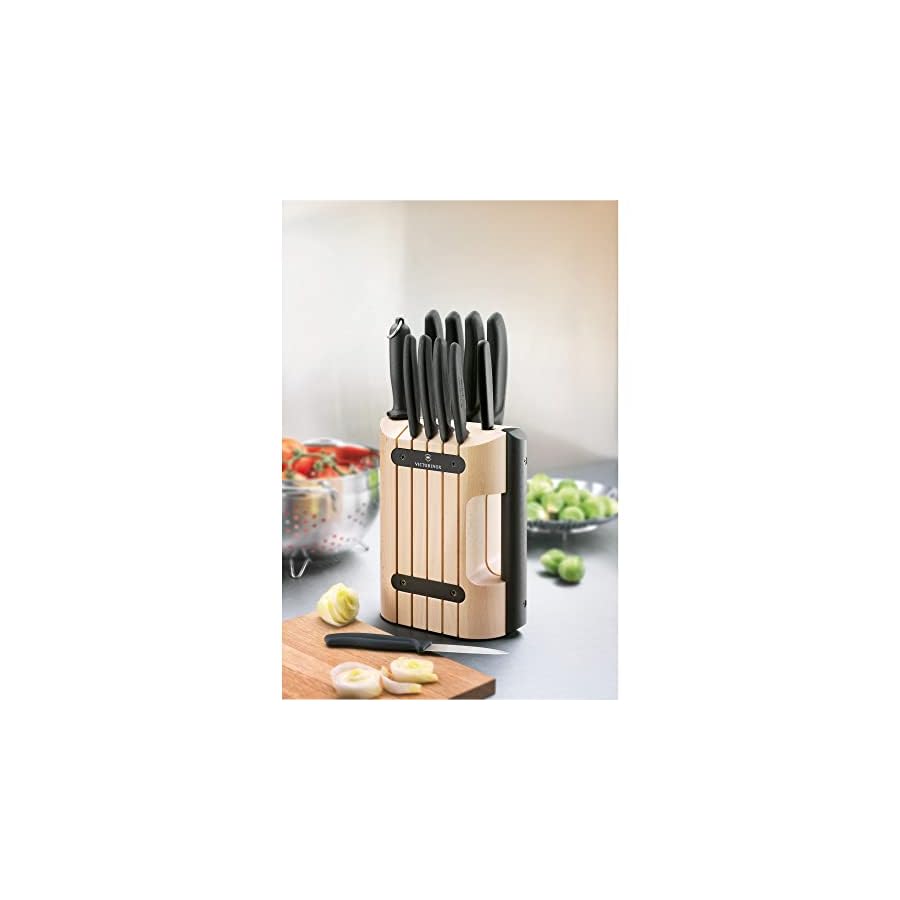 Victorinox Swiss Classic Cutlery, 11 Pieces Block Knife Set, Set of 11, Black, 6.7153.11