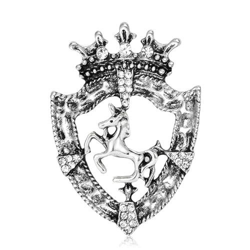 Image of Dreuyet Horse Brooch Pin Horse Racing Suit Lapel Pin for Women Men Rhinestone Antique Gold Horse Animal Brooch Clothing Outfits Accessory Jewelry