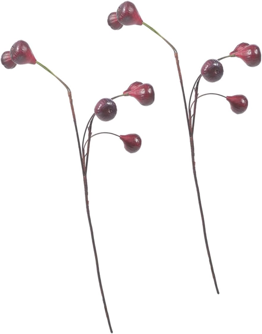 2pcs Artificial Fig Branches Red Berry Faux Fruit Lifelike Decorative Simulation Branches for Home and Party Decorations