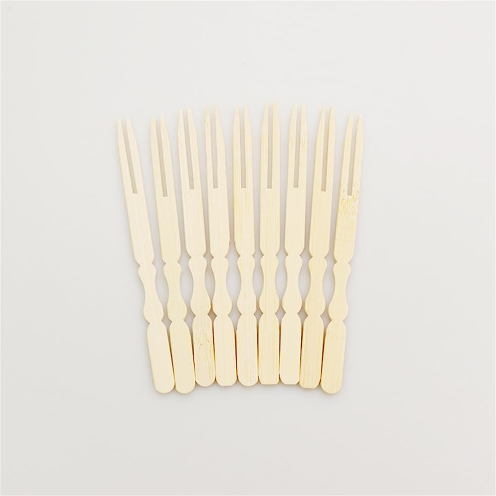 Mini Bamboo Forks 4 inch, Cocktail Forks Appetizer Forks, Toothpicks for Appetizer, Disposable Wooden Wood Tiny Small Food Picks for Party Fruit Charcuterie Accessories. 100 PCS