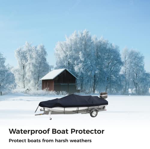 Boat Cover, All-Weather Mooring And Trailering Boat Cover For V-Hull Runabouts Outboards And I/O Bass Boats, Fits Up To 17-19Ft Long And 96In Wide #TOP4