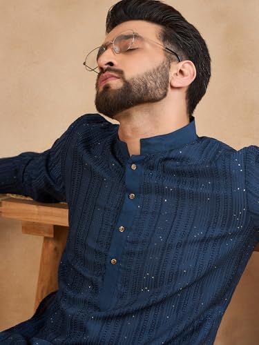 Image of Amazon Brand - Tavasya Men Linen Traditonal Regular Kurta