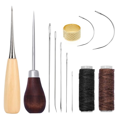 TICKLELY Set Punteruolo Punzoni per Cuoio con Ago e Filo per Cucire, Strumenti di Cucito Multifunzionali di Alta Qualità