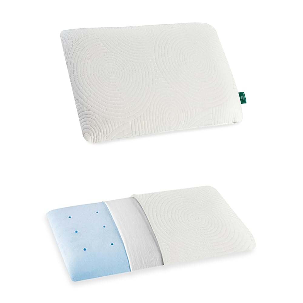 The White Willow Orthopedic Memory Foam Cooling Gel Ultra Slim Flat Bed Pillow for Back, Stomach and Side Sleeper, Back, Neck Pain Relief (24 "L x 14" W x 1.5") H Off White-image-16