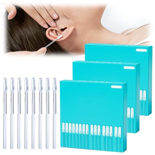 Ear Cleaner Sticky Pick, Sticky Ear Cleaning Sticks, Reusable Soft Spiral Head Adhesive Ears Wax Removal Kit, Gentle & Efficient Ears Curette for Adults (3 Boxes)