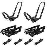 Ediors Folding Kayak Roof Rack 2 Pairs, 4pcs J-Bar Car Roof Racks for Kayak, Canoe, Paddle Boards, Skiboard, Surfboard, Foldable Kayak Roof Carrier for Car, SUV, Truck