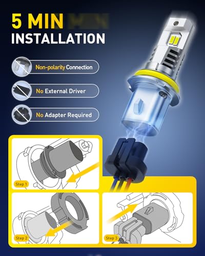 Image of AUXITO Upgraded 9007 /HB5 Bulbs, 80000LM 15000% Super Bright, 70000+ Hrs Service Life, 6500K Cool White, 1:1 Halogen Replacement, Canbus Ready, Plug N Play, Pack of 2