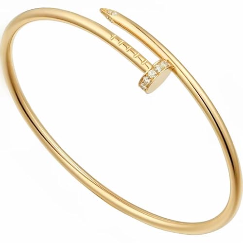 Nail Cuff Bracelet for Women & Men Elegant CZ-Studded Open Design, Stylish Gold Jewelry Gift for Fashionable and Elegant Women and Men