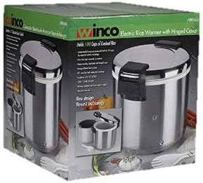 Winco Stainless Steel Electric Rice Warmer 100 Cup Cooked Rice Capacity