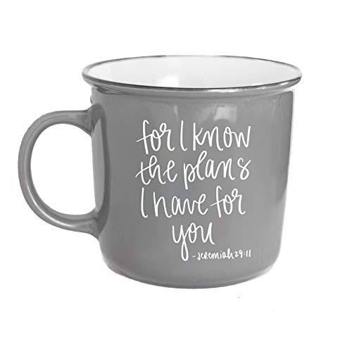 For I Know The Plans Jeremiah 29:11 Coffee Mug Grey 14oz Christian Mugs