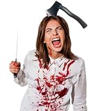 Hatstar Hacha de hacha en la cabeza | Diadema | para disfraz de zombi de Halloween | Horror Accesorios para el pelo sangriento | Accesorio para Carnaval y Carnaval | para hombre y mujer