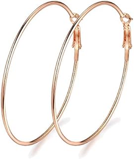 Deyanse Silver Hoop Earring Sets for Women, 925 Sterling Silver Round Circle Huggie Hinged Hoop Earring, Diameter 50mm Allergy Free Large Big Womens Hoop Earring Set, 3 Color: Silver/Gold/Rose Gold