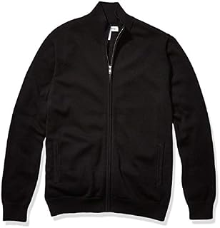 Amazon Essentials Men's Cotton Full-Zip Sweater, Black, Large
