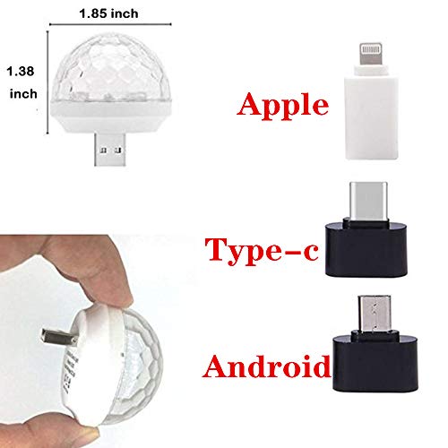 USB Mini Disco Lights, Stage DJ Lights,Boolian, Magic Ball Lights, Stage Lights, USB Port Power, Birthday Party Christmas Family KTV Wedding Show bar car Interior Decoration Good Choice (2-pcs) - Thumbnail 5