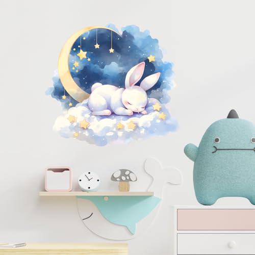 Vinilo decorativo infantil conejo y luna 60x44 cm miniatura 3
