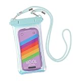 オウルテック スマートフォン用 防水ケース 防塵 IP68取得 オーロラカラー ケースを装着した状態で使用できる Water Proof Case ストラップ付き ブルー お風呂 海 OWL-WPCSP18S-AU