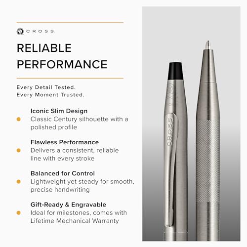 Image of Cross Classic Century Titanium Gray Micro-knurl Ballpoint Pen, Black Ink | Refillable Ballpoint Pen for Effortless Writing, Durable Construction, Premier Distinctive Look, Gift-Ready, Medium Point