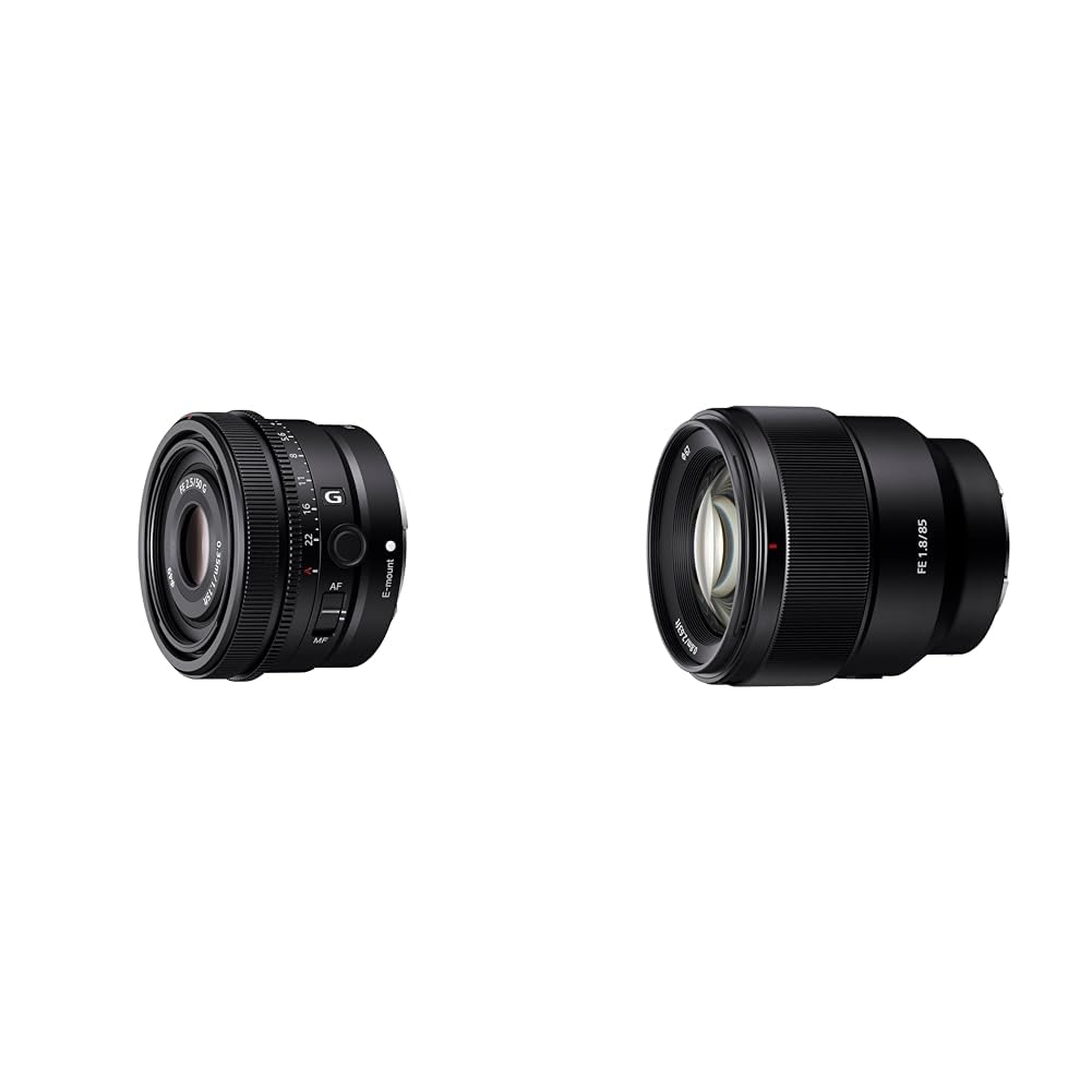 Sony SEL-50F25G - Obiettivo Full-Frame focale fissa 50mm F2.5, Premium Serie G, Mirrorless Attacco E, Nero & SEL-85F18 Obiettivo per ritratto a focale fissa 85mm F1.8 Full Frame adatto per serie A7