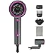 Oxsaytee 2400W Foldable Mini Travel Hair Dryer, Hair Blow Dryer with Diffuser, Ionic Hair Dryer With Storage Bag & Bracket, Bow Dryer for Curly Hair Fast Drying For Home Salon Travel (Gray)