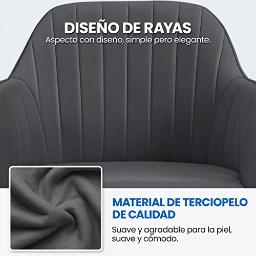 Miniatura 6 de Yaheetech Silla De Oficina Altura Ajustable Silla Ergonomica De Escritorio Cubierto De Terciopelo Carga Max 136 Kg