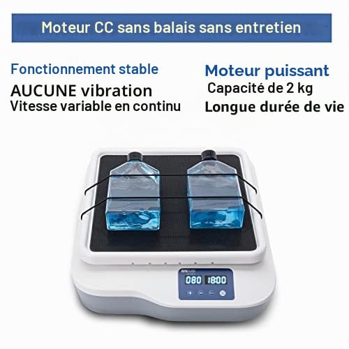 ONiLAB Digital Orbital Shaker Vitesse réglable 40-200RPM, capacité 2KGS, agitateur rotateur orbital avec mode continu (régler l'heure à zéro) ou mode minuterie, vitesse et temps