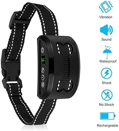 PETBROO Bark Collar, Rechargeable Anti Dog Bark Collar 7 Adjustable Sensitivity Intensity Levels Harmless Bark Collars Small Medium Large Dog