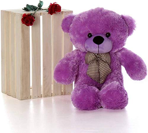 STUFFIEZ Stuffed Spongy Soft Cute 2 feet Purple Teddy Bear - 60 cm