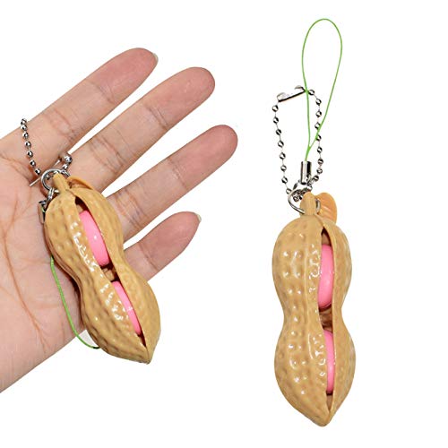 GOODTRADE8 Fidget Toys,1/3/5PC Stress Relief Toys Press Peanut Toy Anti-Anxiety Toy Keychain for Phones Keys Backpack Gift Toy,Sensory Fidget Toys Pack, Stress Relief & Anxiety Relief Tools (1PC)