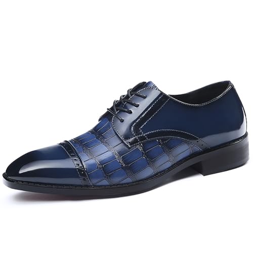 Men's Leather Printed Oxford Shoes Modern Lace Up Low Top Business Formal Derby Dress Shoes Wedding Brogue Work Shoes