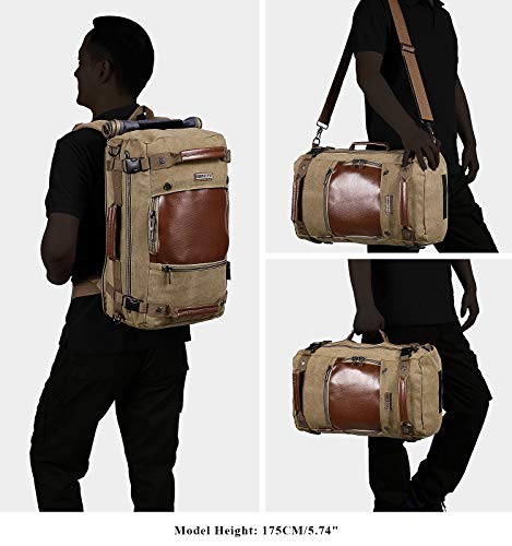 WITZMAN Canvas Backpack Travel Rucksack Backpack Vintage Duffel Bag Laptop Bag Casual Daypack (18.5 inch Light Green)