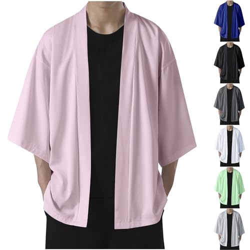 Cambkatl Men's Kimono Cardigans Lightweight Casual 3/4 Sleeve Open Front Jacket Summer Sun Protection Outwear Shirts2