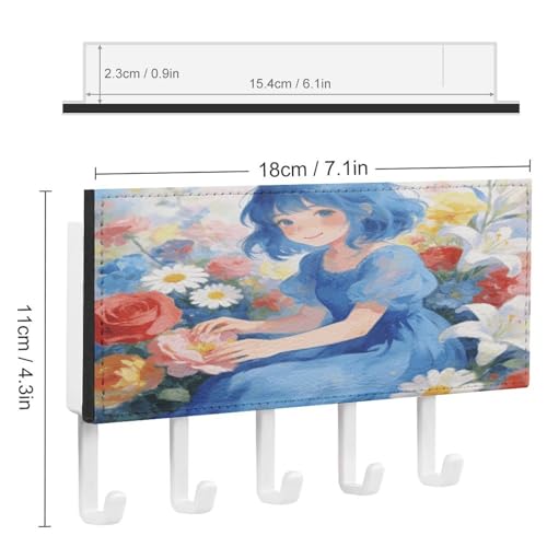 Llavero de pared de niña azul para decorar la entrada y ordenar cartas en casa 3