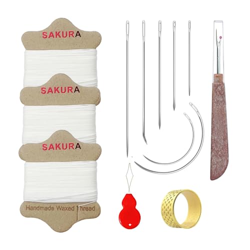 Kit de reparación de tapicería Sakura con hilos encerados y agujas miniatura 1
