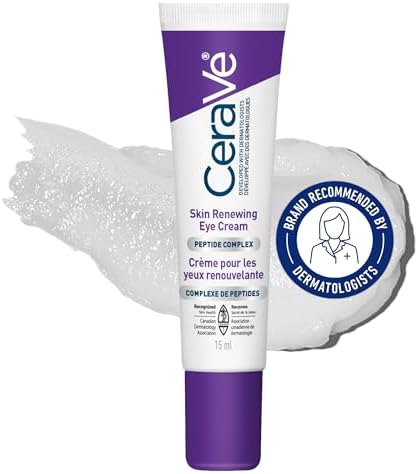 CeraVe Skin Renewing Eye Cream, Under Eye Cream with Caffeine, Peptides, & Hyaluronic Acid, Reduce Appearance of Fine Lines. Fragrance-Free & Ophthalmologist Tested, 15 mL