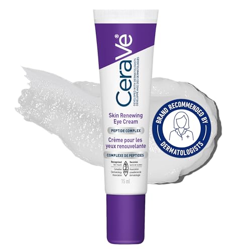 CeraVe Skin Renewing Eye Cream, Under Eye Cream with Caffeine, Peptides, & Hyaluronic Acid, Reduce Appearance of Fine Lines. Fragrance-Free & Ophthalmologist Tested, 15 mL
