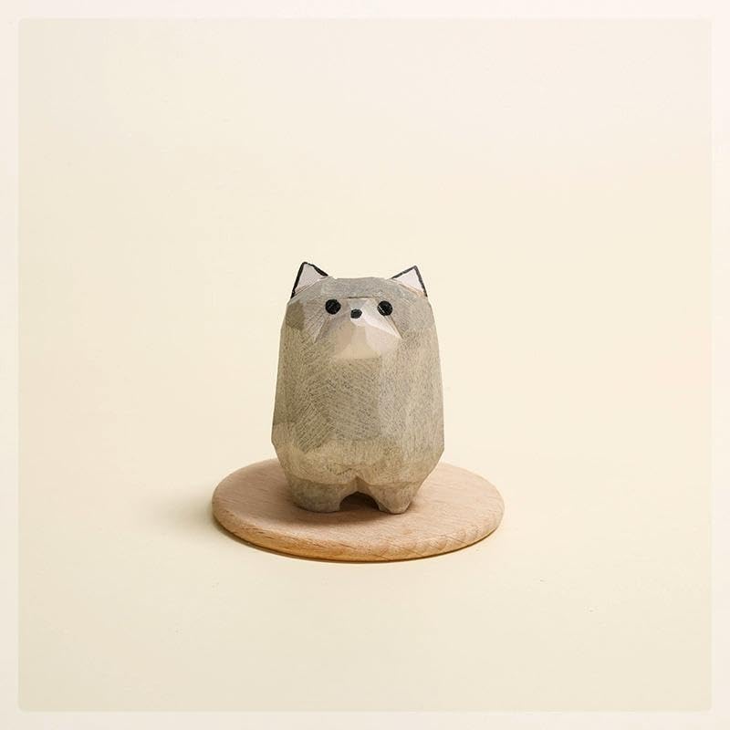 Figurita de Lobo de Madera Tallada a Mano 1.6 in Mini miniatura 2