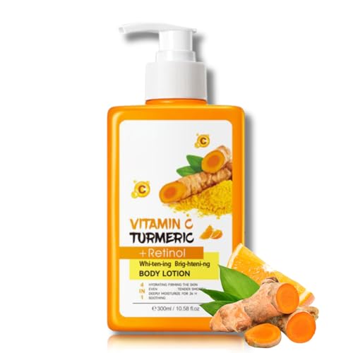 Vitamin C Kurkuma Retinol Body Lotion - Bodylotion Damen & Herren - Körperlotion Aufhellend & Feuchtigkeitsspendend - Body Cream Glättend - Körpercreme sehr trockene haut