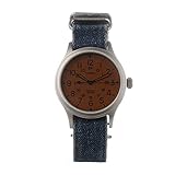  Timex Scotut Quarzuhr Zifferblatt aus Messing 40 mm Gehäuse Farbe Stahl - Zifferblatt Perle Orange Linse Schwarz 20 mm mit Nachtlicht INDIGLO wasserdicht bis 5