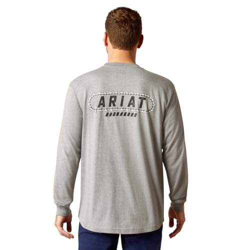 Image of Ariat Men's Rebar Cotton Strong Chainsaw Logo T-Shirt, Heather Grey, Large