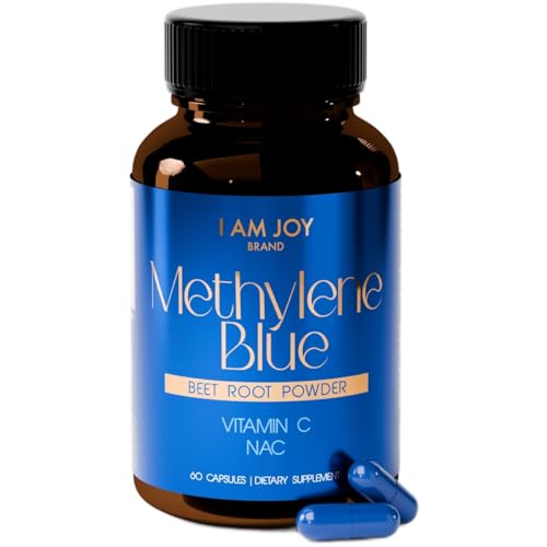 I Am Joy co. Methylene Blue Capsules (USP Pharmaceutical Grade) with NAC for Increased Antioxidant Power Vitamin C for Absorption Beets for Blood Flow and Increased Cogn Performance