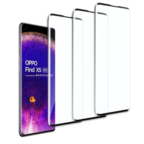 QZJinch 3 Piezas,Protector Pantalla para Oppo Find X5,Ultra Transparente,3D Cobertura Completa,Antiarañazos, Antihuellas,Sin Burbujas, Dureza 9H